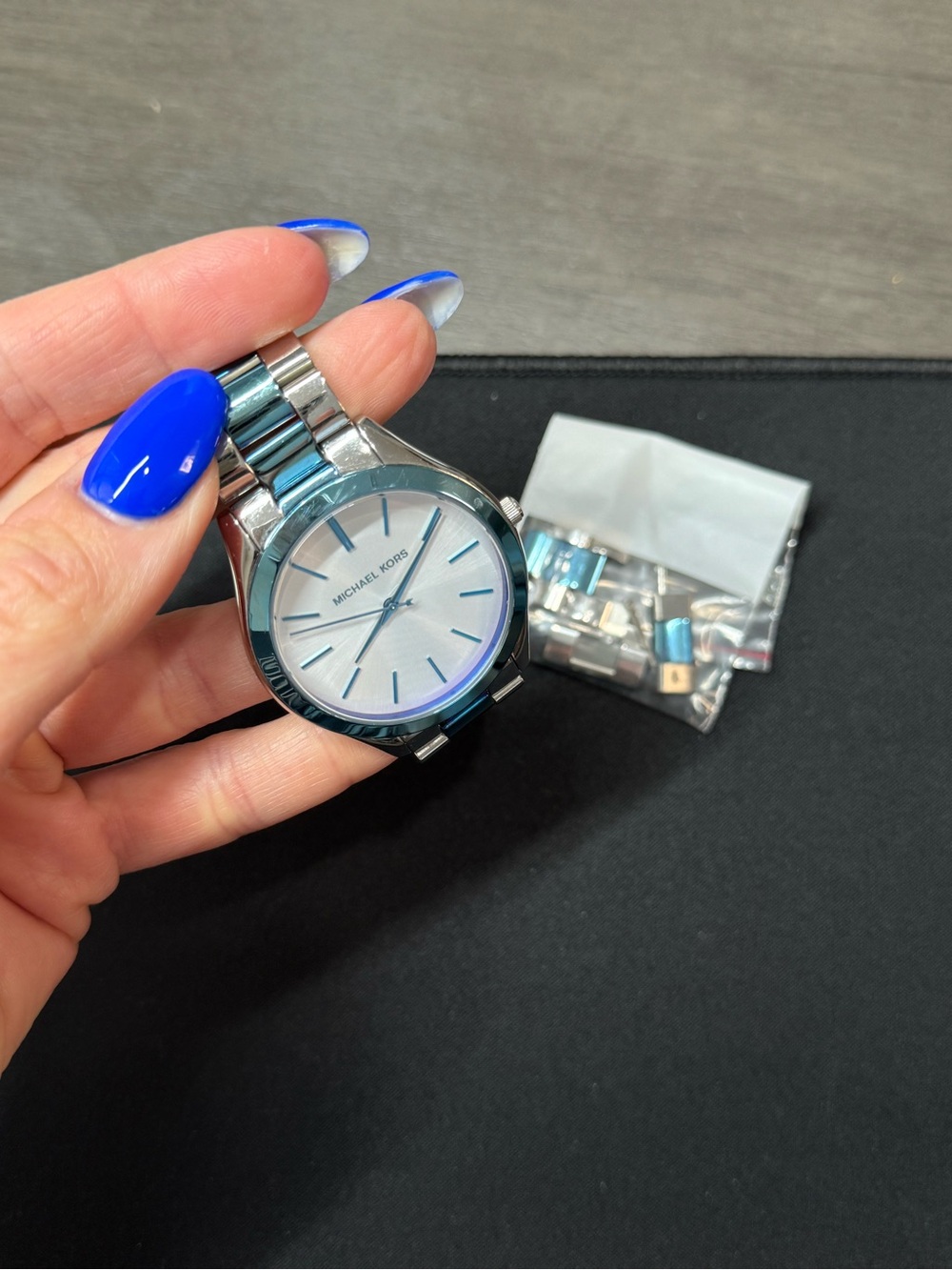 Michael Kors Silver-Tone with Blue strip Minimalist Watch - Picture 8 of 11